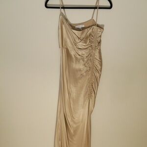 Shona Joy La Lune Ruched Maxi Dress in Gold